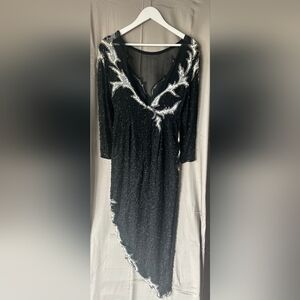 Vintage A.J. Bari Black and Silver Beaded Dress from the 80s